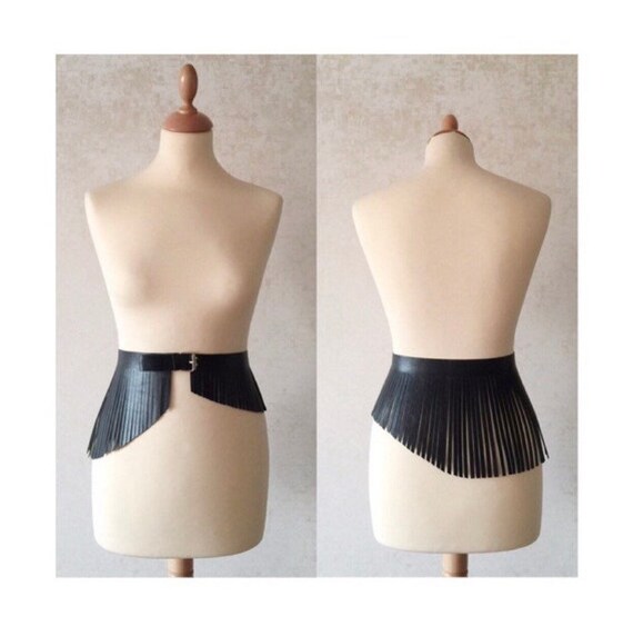 Leather Asymmetrical Fringe Belt Corset,dress,wrap,rock,fashion