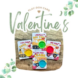 Construction Truck Valentine's Day Playdough Card Favors