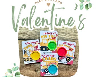 Construction Truck Valentine's Day Playdough Card Favors