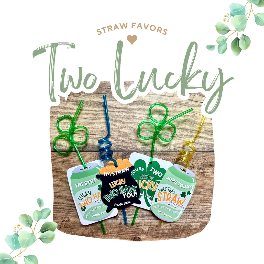 Straw Card Two Lucky Straw Card Favors: St. Patrick's Birthday Straws - Etsy