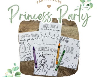 Princess Birthday Coloring Party Favors: Kids Activity Sheets