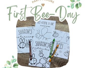 First Bee-Day Coloring Party Favors: Bumble Bee 1st Birthday