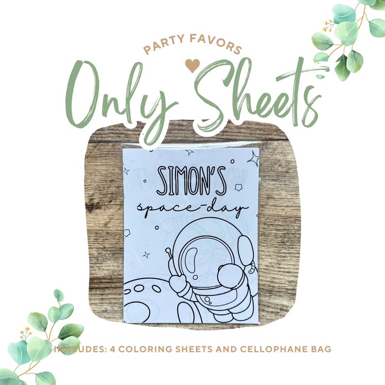 Cadeaux à colorier pour astronautes : anniversaire à deux sur la lune, fête de l'espace pour les enfants Sheets only