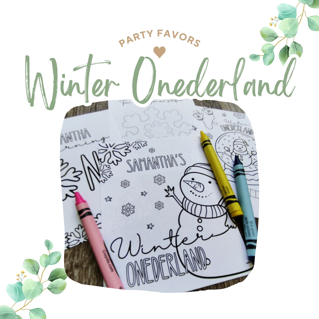 Winter Onederland First Birthday Coloring Party Favors Winter Onederland Coloring Sheets Winter ...