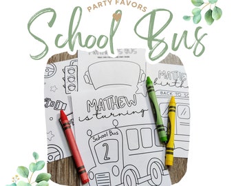 School Bus Coloring Party Favors | School Bus Party Favors | School Bus Coloring Sheets | School Bus Kids Coloring Kit Party Favors