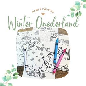 Winter ONEderland First Birthday Coloring Party Favors | Winter Onederland Coloring Sheets | Winter ONEderland Party Kids Coloring Pages Kit