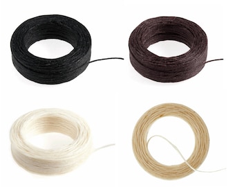 Waxed Linen Thread 22m roll, 1mm thick, in Black, Brown, White or Natural. Trimits Brand.