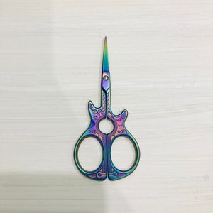 Iridescent Guitar Embroidery Scissors- Extra sharp fine tip