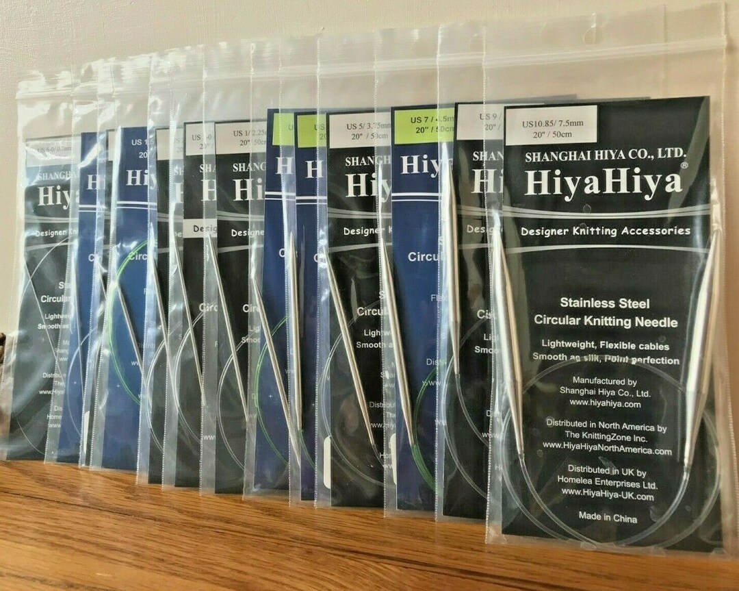 Hiya Hiya 20/50cm Stainless Steel Fixed Circular Knitting Needles Sizes