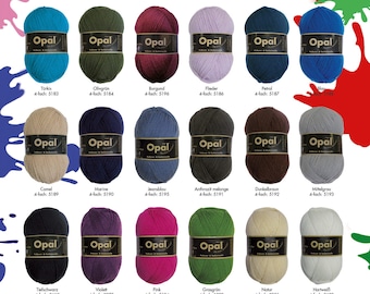 Opal Uni Solid Colours Pullover/Sock Yarn. 4 ply. 100g ball. 1 ball = 1 pair of socks/gloves