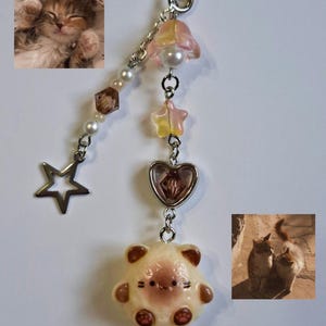 Cute Cat keychain and phonecharm - handmade beaded charm for phone, digital cameras, bags ect!