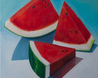 Wassermelone - Original Ölbild - 80 x 80 x 3,5
