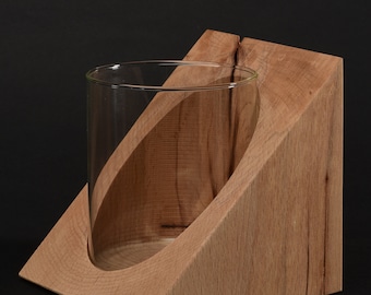 Decorative Natural Wood & Glass Jar - ONTTO #01