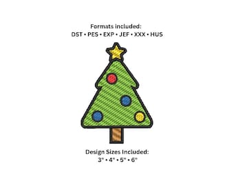 Christmas Tree Embroidery Design | Holiday Machine Embroidery File | Xmas Stitch Pattern | Digital Download