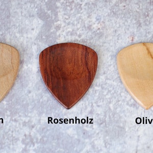 Wooden guitar pick plectrum with personalized laser engraving image 2