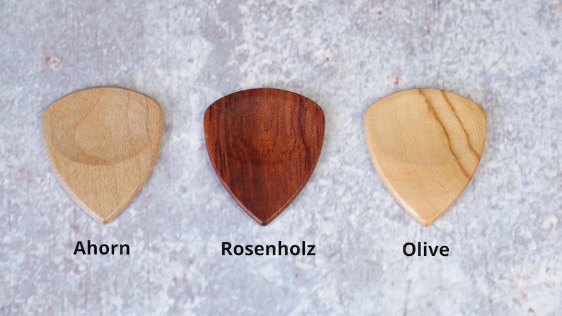 Wooden guitar pick plectrum with personalized laser engraving image 2