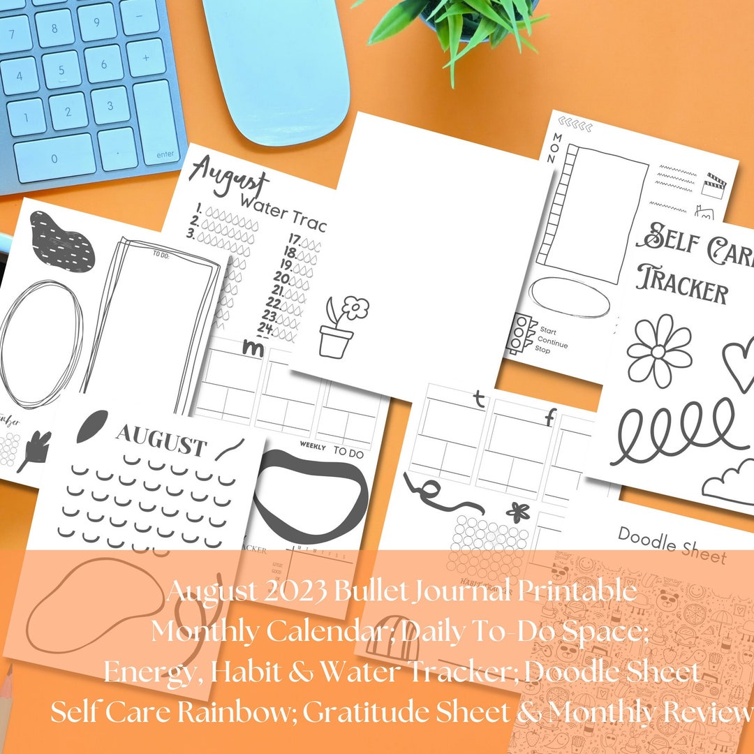 August 2023 PRINTABLE Premade Bullet Journal Pages Etsy