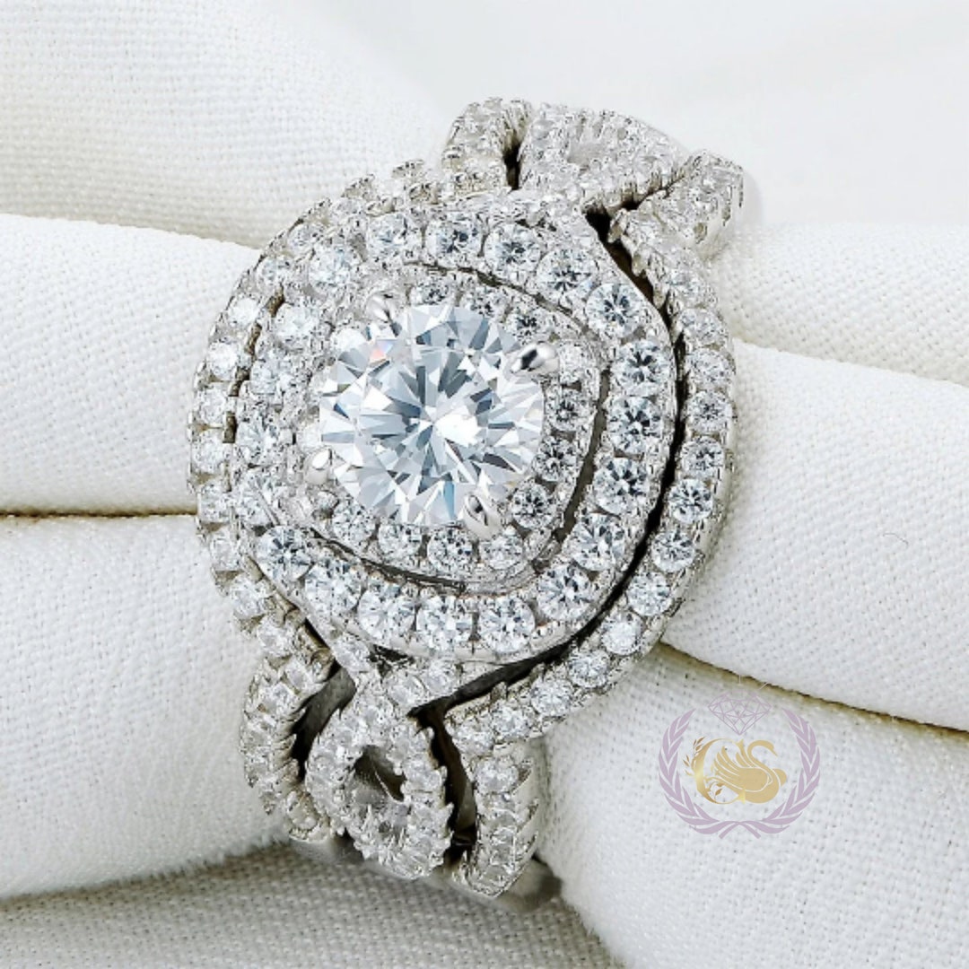 circle promise ring and engagement ring set