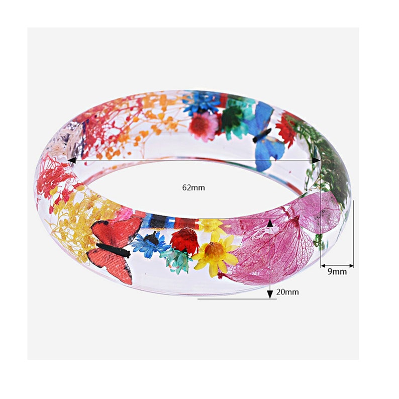 Epoxy Resin Real Dried Flower Bracelet Flower Resin Bangle Etsy