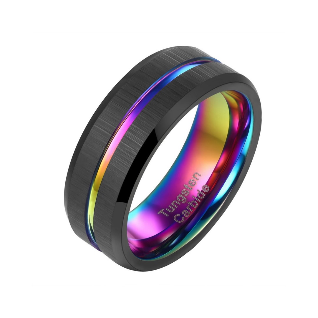 Charm Men's Tungsten Carbide Ring 8mm Black Wedding Band - Etsy