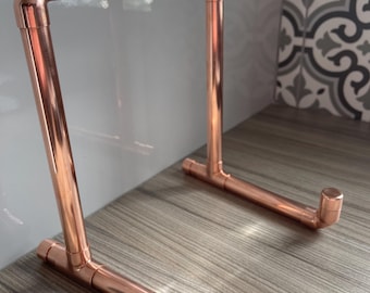 Handmade Copper Pipe Book Holder – Rustic Industrial Cookbook Stand – 7th Anniversary Copper Gift – Tablet or Desk Display Stand