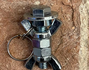 Nut and Bolt figure Keyring for the Tool-loving Explorer | Stainless steel | figure man | Handmade