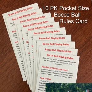 Bocce Ball Rules on a Pocket Size Card