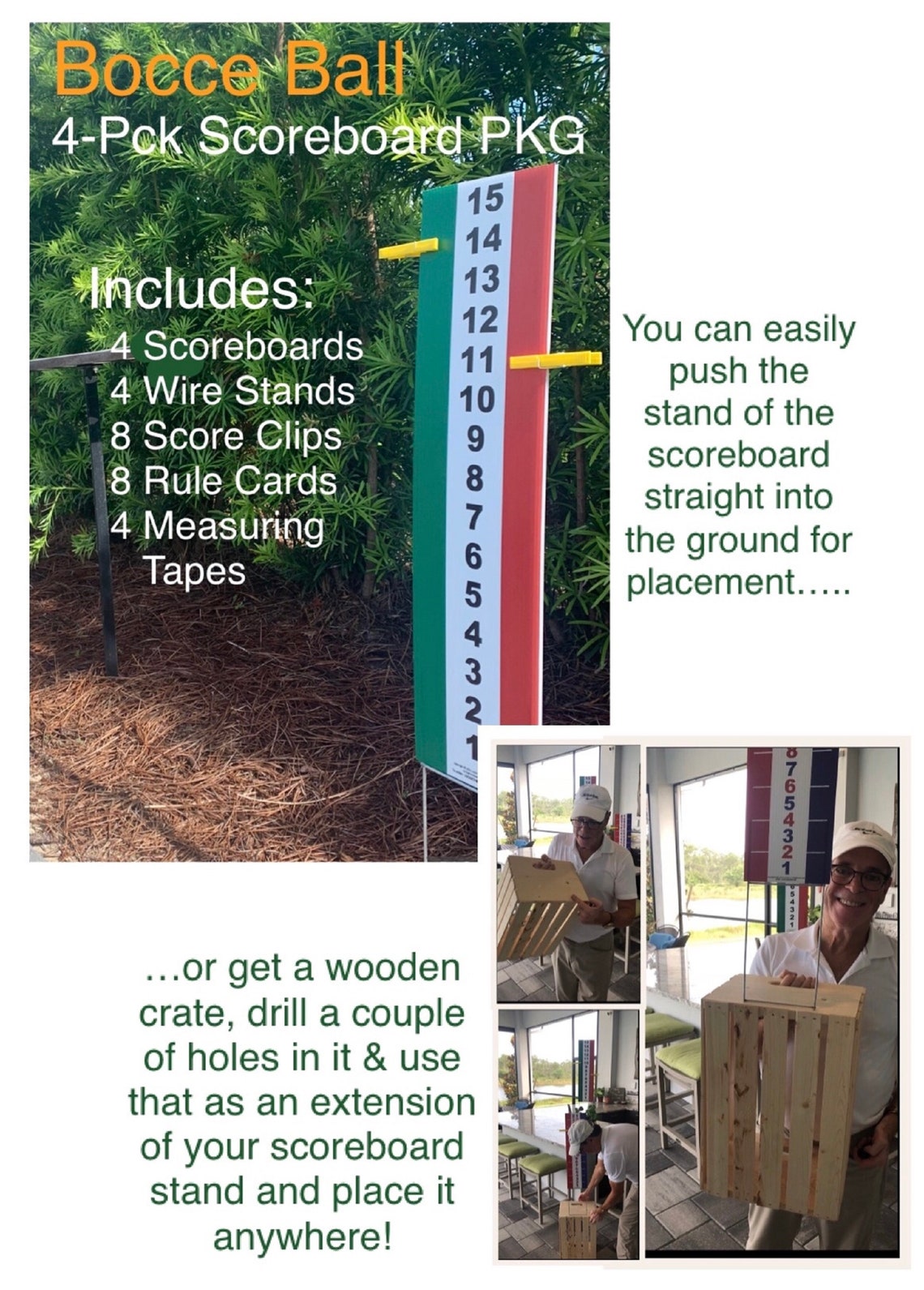 Bocce Ball Scoreboard 4Pck 4 scoreboards 4 Stands 8 Etsy