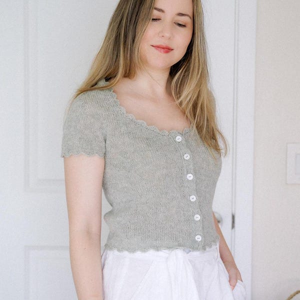 Amoretta Blouse Knitting Pattern: Customizable Knit Top (PDF Pattern)