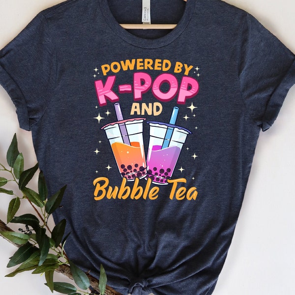 Powered By K-POP And Bubble Tea, Asian Foods Clothing, Bubble Tea, Boba Tea Gift, Harajuka Outfit, Japanese Culture T-Shirt, Sweety Drink