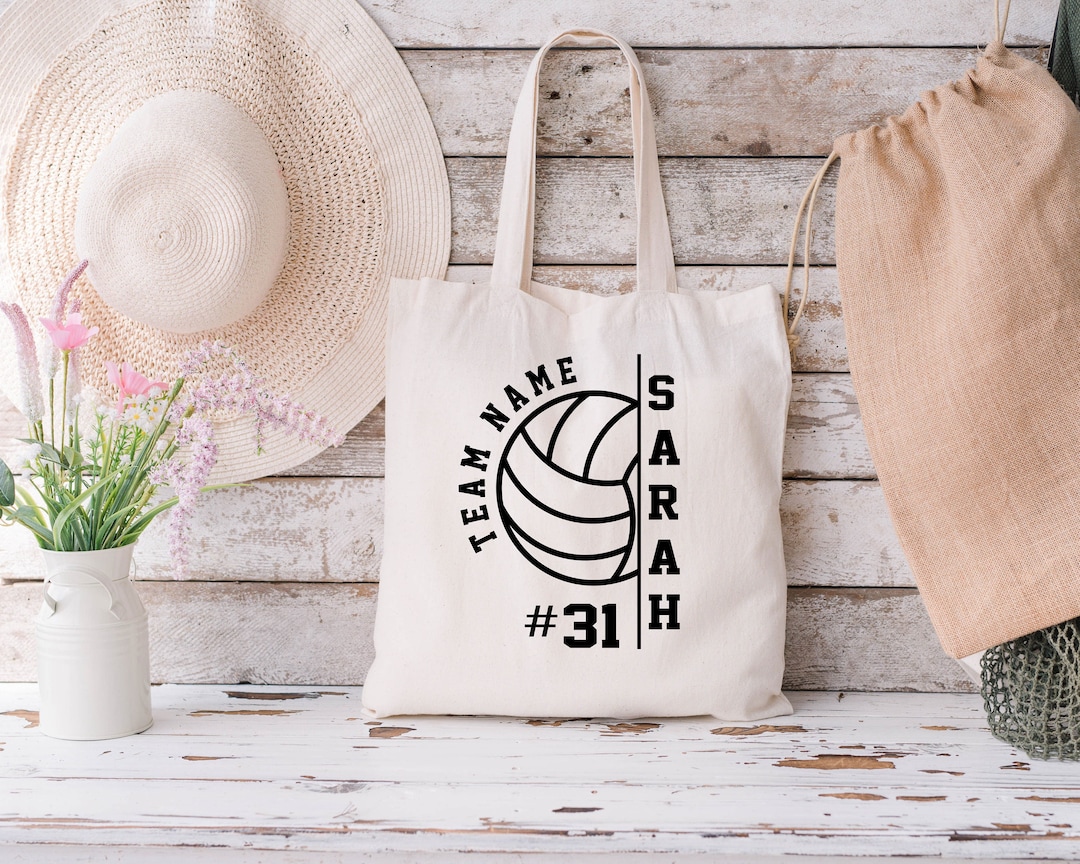 Personalized Volleyball Team Name and Number Tote Bag, Custom