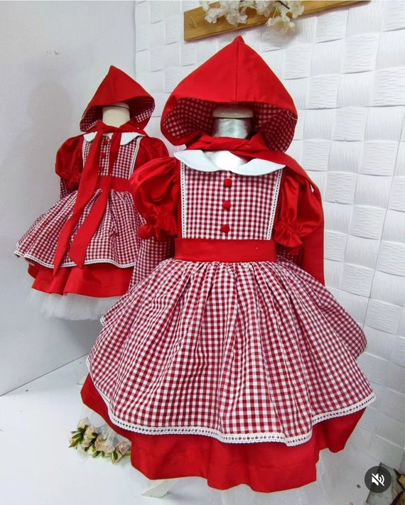 Abito da Cappuccetto Rosso. Costume da Cappuccetto Rosso. per occasioni  speciali. Abito da cappuccetto rosso per bambina. Abito per il primo  compleanno. -  Italia