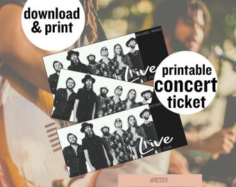 Printable concert ticket, Whiskey Myers concert ticket download, event ticket, concert ticket downloadable file, print at home ticket