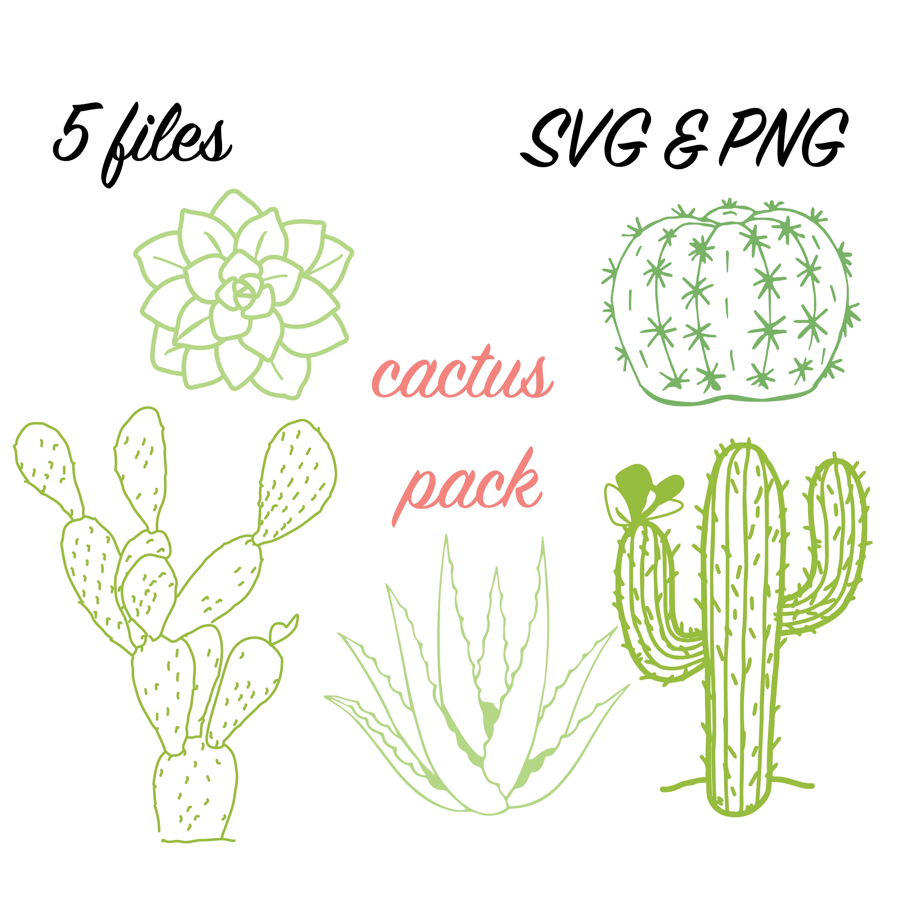 Cactus Succulent Cut Files SVG and PNG for Laser Cutter, Cricut, for ...