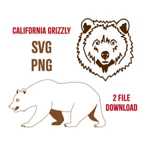 CALIFORNIA GRIZZLY svg png fichiers de coupe pour cricut, découpeuse laser, pour autocollants, décalcomanies, t-shirts