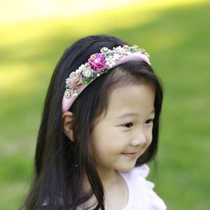 Girls Handmade flower Crown, Colorful Flower Hair Wreath, Flower Girl Crown, Engagement Photos, Cystal Wedding Flower Crown, Mommy and me