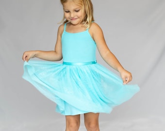 Girl&#39;s Turquoise Blue/Mocha/Pink Ballerina Tutu Dress/Little Girl Dance Dress/Boho Girl&#39;s Dress/Ultra Soft Cotton Feel Dress for Girl 3-7Y