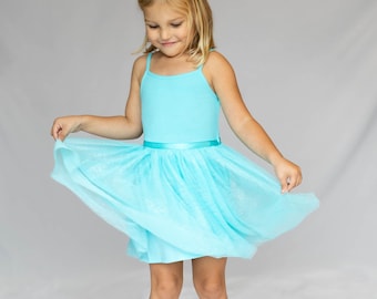 Girl's Turquoise Blue/Mocha/Pink Ballerina Tutu Dress/Little Girl Dance Dress/Boho Girl's Dress/Ultra Soft Cotton Feel Dress for Girl 3-7Y