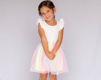 Rainbow Tutu Dress for Girls Casual Sleeveless, Princess Dresses, Party Wedding Birthday Tulle Skirts Dresses for girl 3-7 Years