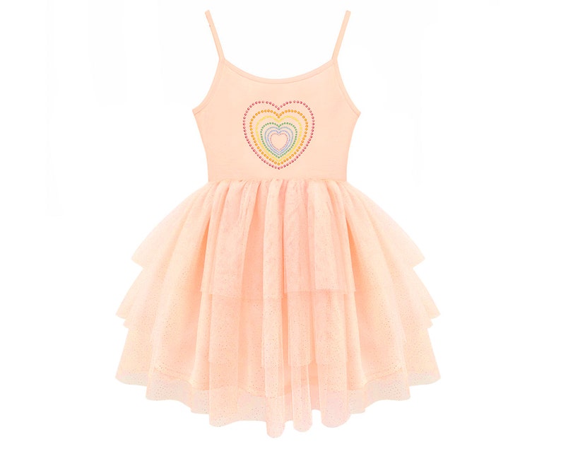 Girl's Peach Ballerina Heart Tutu Dress, Baby Girls, Little Girls Dance Dress, Boho Dress, Wedding, Birthday, Ultra Soft For Girl's 3-7 Year image 4