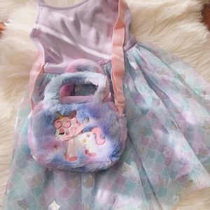 Mädchen flauschige Einhorn Tasche, Plüsch Crossbody Taschen, weiche Prinzessin Einhorn Tasche, Mini Einhorn Tasche, Einhorn Thema Party Tasche, Geburtstag Ostern Geschenk