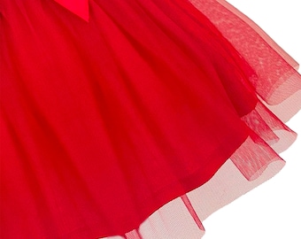 Holiday Red Girl's Tutu Sequins Sleeveless Dress, Summer