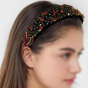 Black & Red Butterfly Rhinestone Headband Black & Red Butterfly Rhinestone Headband main image 4