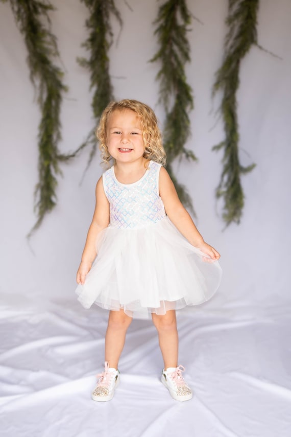 Toddler Girls White Flower Dress
