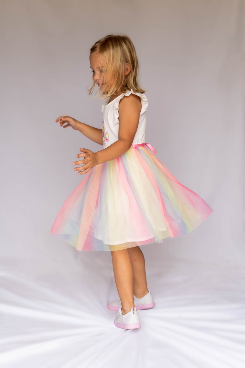 Rainbow Tutu Dress for Girls Casual Sleeveless, Princess Dresses, Party Wedding Birthday Tulle Skirts Dresses for girl 3-7 Years image 6