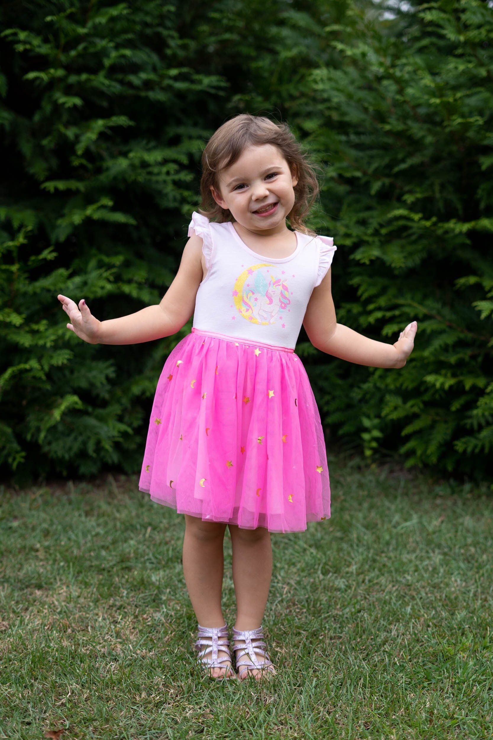 pink birthday dress mini Unicorn tutu set- Unicorn outfit-Unicorn dress-Unicorn birthday – Pink Toes  & Hair Bows main image 0
