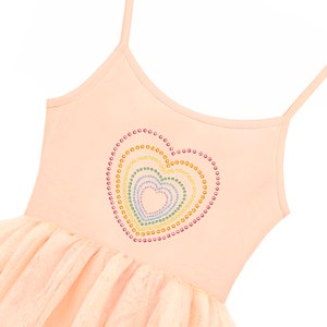 Girl's Peach Ballerina Heart Tutu Dress, Baby Girls, Little Girls Dance Dress, Boho Dress, Wedding, Birthday, Ultra Soft For Girl's 3-7 Year image 6