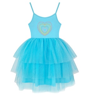 Girl's Blue Shinning Heart Tutu Dress, Baby Girls, Toddler Girls Dance Dress, Tutu Dress, Wedding, Birthday, Ultra Soft For Girl's 3-7 Year blue