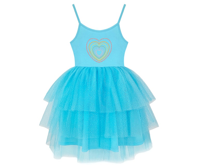 Girl's Blue Shinning Heart Tutu Dress, Baby Girls, Toddler Girls Dance Dress, Tutu Dress, Wedding, Birthday, Ultra Soft For Girl's 3-7 Year blue