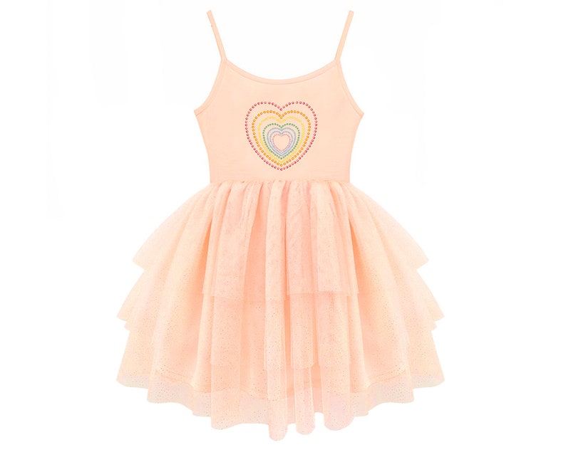 Girl's Blue Shinning Heart Tutu Dress, Baby Girls, Toddler Girls Dance Dress, Tutu Dress, Wedding, Birthday, Ultra Soft For Girl's 3-7 Year peach